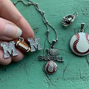 Baseball mom, football mom, baseball necklace